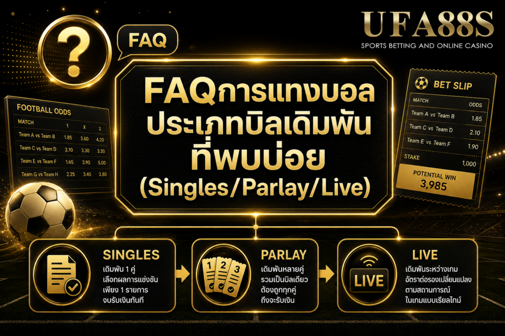 FAQการแทงบอล ประเภทบิลเดิมพันที่พบบ่อย Singles Parlay Live