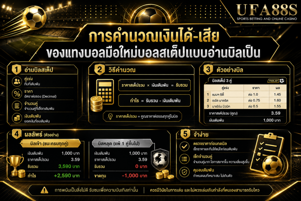 การคำนวณเงินได้-เสียของแทงบอลมือใหม่บอลสเต็ปแบบอ่านบิลเป็น
