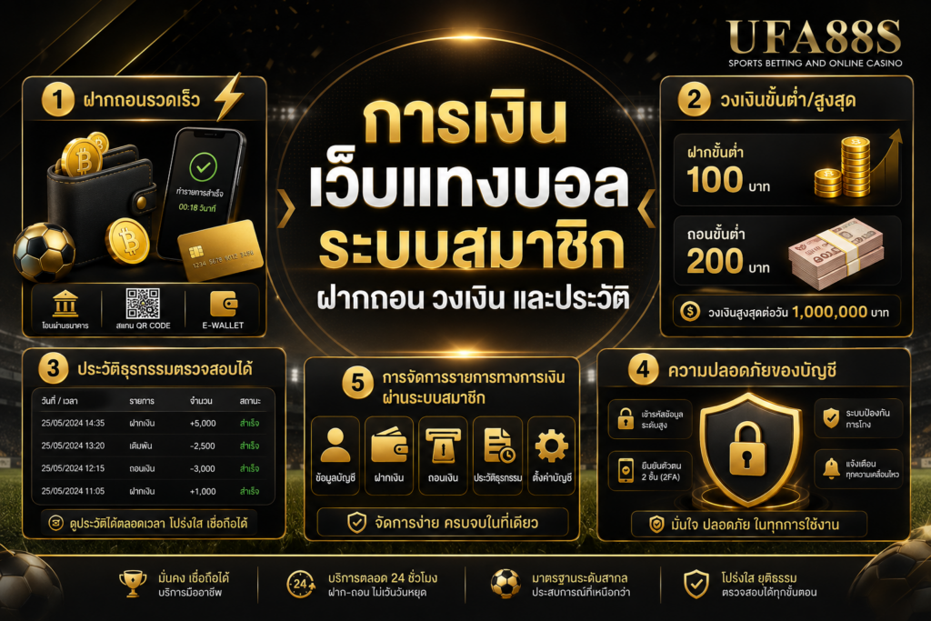 การเงินเว็บแทงบอลระบบ​สมาชิก ฝากถอน วงเงิน และประวัติ