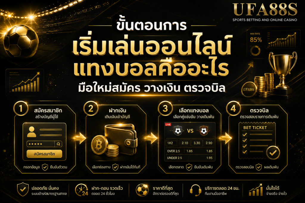 ขั้นตอนการเริ่มเล่นออนไลน์ แทงบอลคืออะไร มือใหม่สมัคร วางเงิน ตรวจบิล