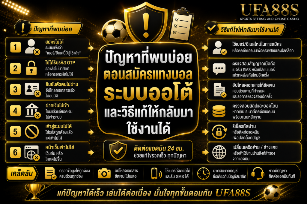 ปัญหาที่พบบ่อยตอนสมัครแทงบอลระบบออโต้ และวิธีแก้ให้กลับมาใช้งานได้