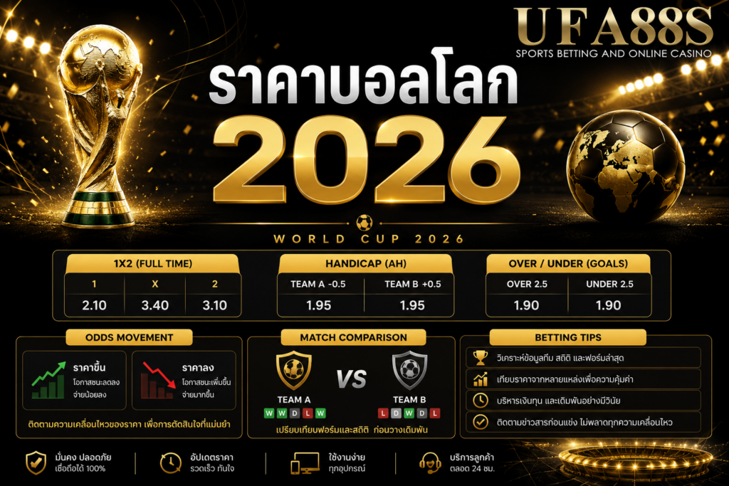 ราคาบอลโลก 2026 เช็กต่อรองก่อนเกมเริ่มทุกนัด