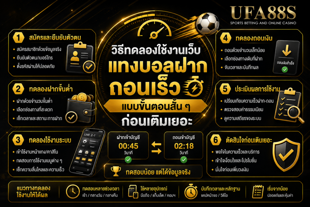 วิธีทดลองใช้งานเว็บแทงบอลฝาก​ถอน​เร็ว แบบขั้นตอนสั้น ๆ ก่อนเติมเยอะ