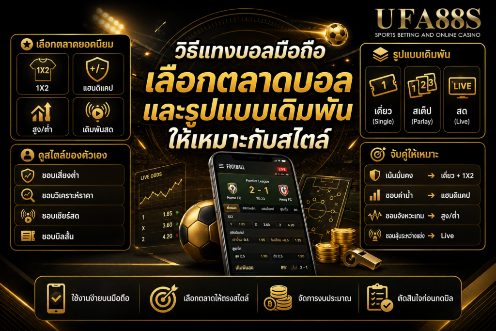 วิธีแทงบอลมือถือเลือกตลาดบอลและรูปแบบเดิมพันให้เหมาะกับสไตล์