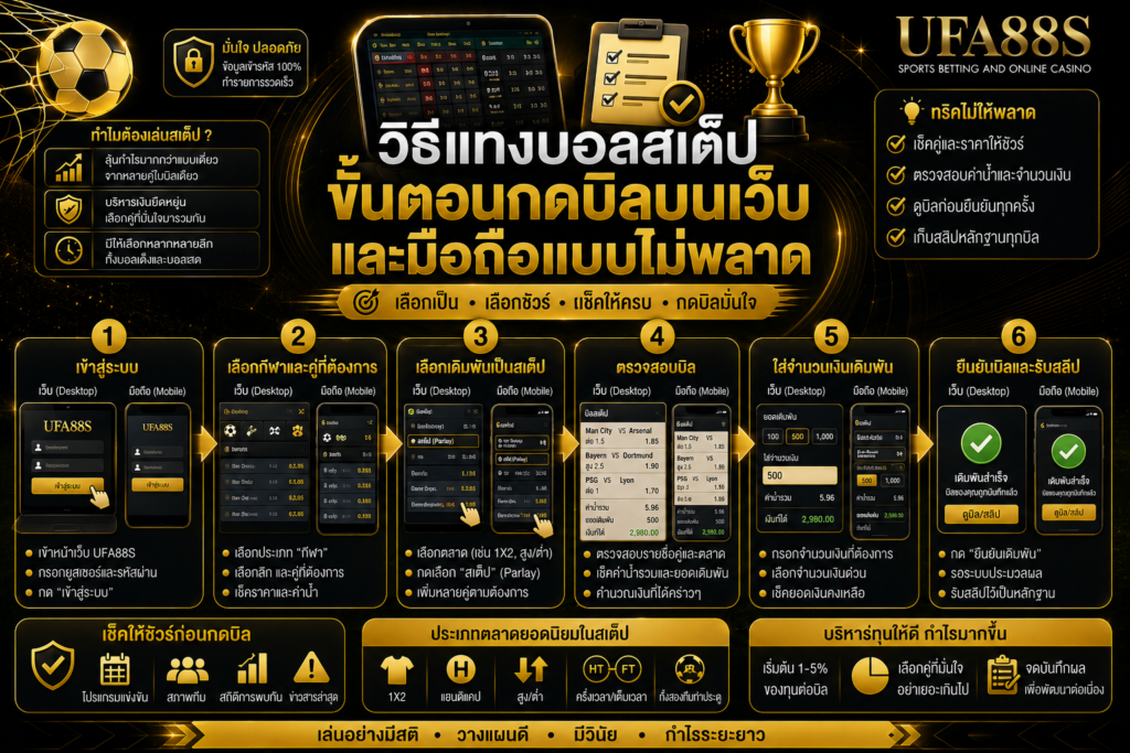 วิธีแทงบอลสเต็ปขั้นตอนกดบิลบนเว็บและมือถือแบบไม่พลาด