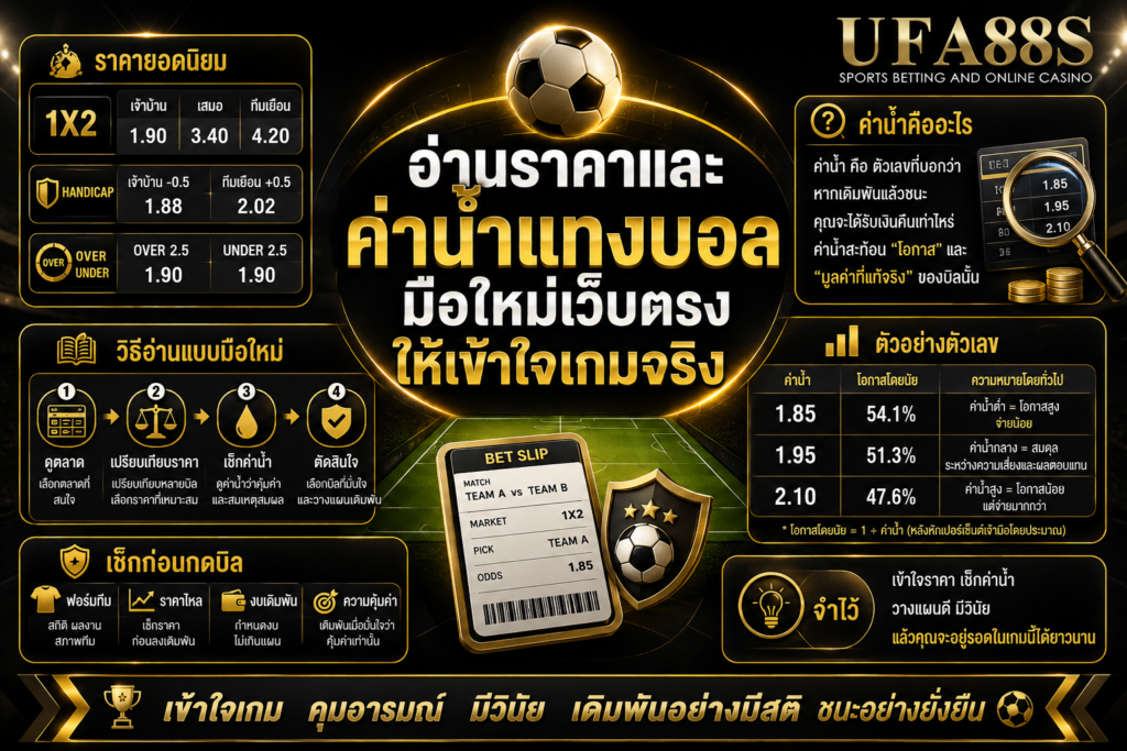 อ่านราคาและค่าน้ำแทงบอลมือใหม่เว็บตรงให้เข้าใจเกมจริง