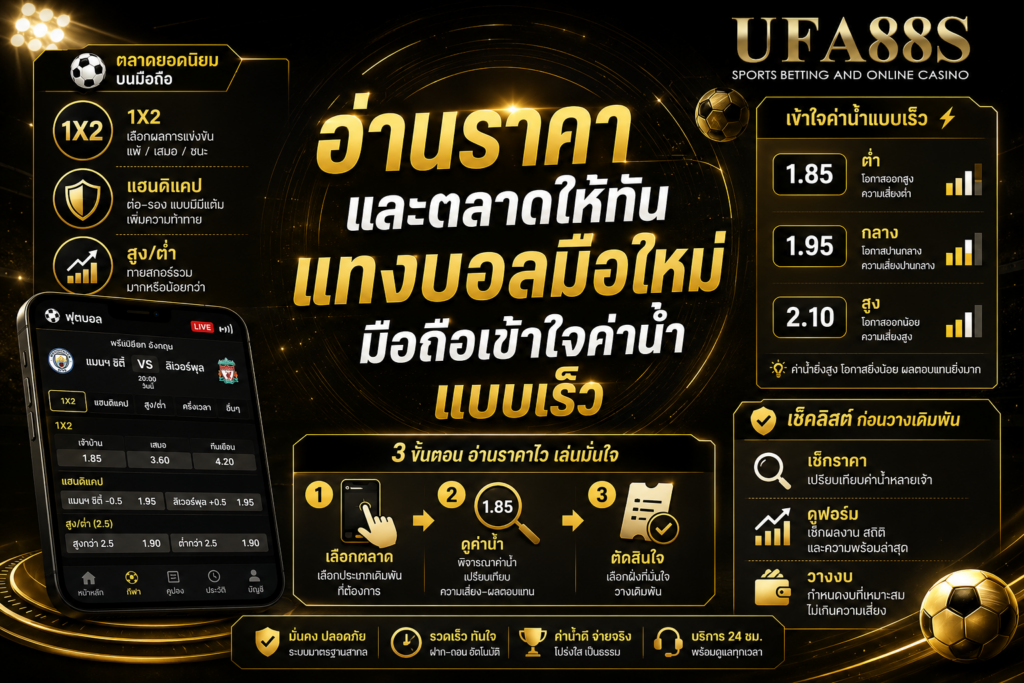 อ่านราคาและตลาดให้ทัน แทงบอลมือใหม่​มือถือเข้าใจค่าน้ำแบบเร็ว
