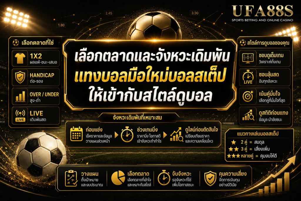 เลือกตลาดและจังหวะเดิมพันแทงบอลมือใหม่บอลสเต็ปให้เข้ากับสไตล์ดูบอล