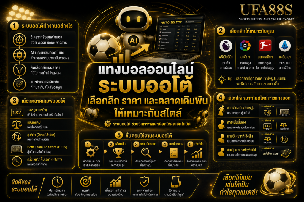 แทงบอลออนไลน์ระบบออโต้เลือกลีก ราคา และตลาดเดิมพันให้เหมาะกับสไตล์