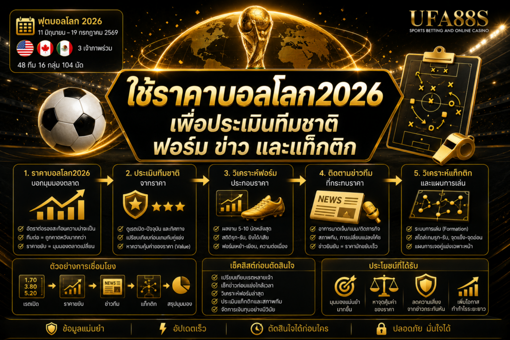 ใช้ราคาบอลโลก2026 เพื่อประเมินทีมชาติ ฟอร์ม ข่าว และแท็กติก