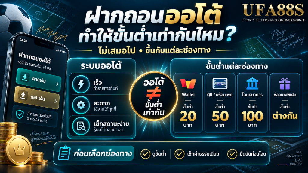 ฝากถอนออโต้ทำให้ขั้นต่ำทุกช่องทางเท่ากันหรือไม่