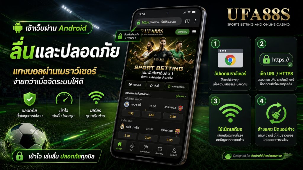 เข้าเว็บด้วยเบราว์เซอร์ เทคนิคสำหรับแทงบอลผ่านมือถือ Android ให้ลื่นและปลอดภัย